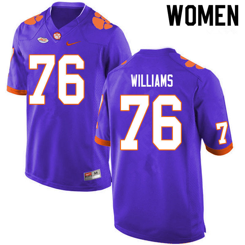 Women #76 John Williams Clemson Tigers College Football Jerseys Sale-Purple